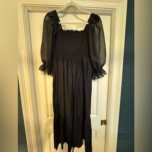 English Factory Poplin Organza Midi Dress